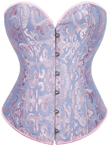 Alivila.Y Fashion Womens Vintage Floral Denim Overbust Corset Bustier Top - Small Blue Paisley
