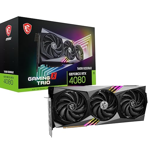 MSI GeForce RTX 4080 16GB GAMING X TRIO Gaming Graphics Card - 16GB GDDR6X, 2610 MHz, PCI Express Gen 4, 256-bit, 3x DP v 1.4a, HDMI 2.1a (Supports 4K & 8K HDR) - GeForce RTX 4080 16GB GAMING X TRIO