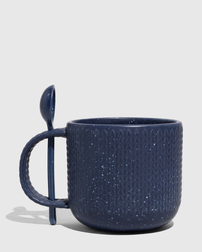 14 oz. Stoneware Spoon Mug - Eclipse Blue