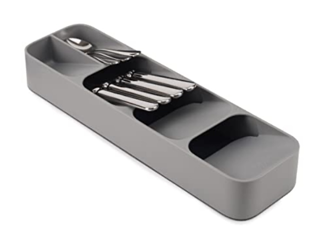 Joseph Joseph DrawerStore Compact Cutlery Silverware Organizer Kitchen Drawer Tray, Small, Gray