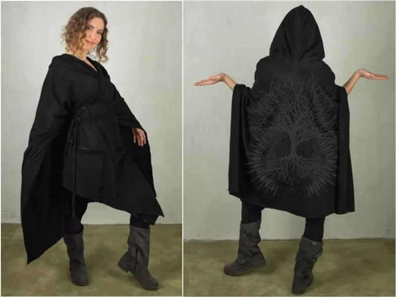 Hooded Druid Viking Unisex Cape With Yggdrasil Tree Mandala | Etsy