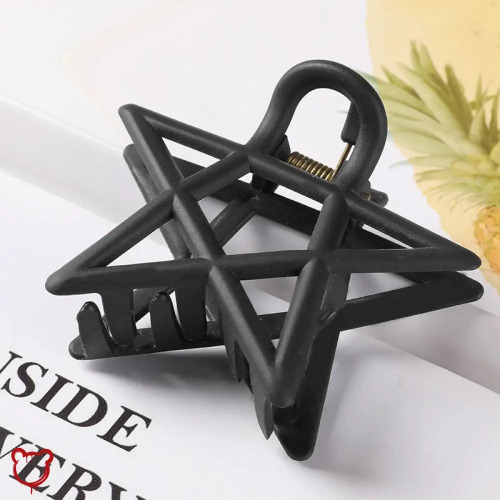 Star Resin Hair Clips - black