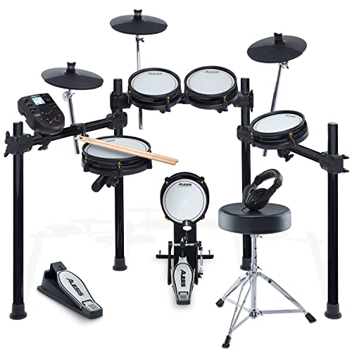 Alesis Drums Surge Mesh SE Kit and Drum Essentials Bundle - Electric Drum Set with USB MIDI Connectivity, Drum Throne and On-Ear Headphones - New Model - w/ Drum Throne and Headphones