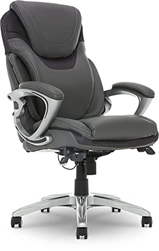 Serta Bryce Executive Office AIR Lumbar Technology Ergonomic Computer Chair with Layered Body Pillows, Bonded Leather, Gray - Grey