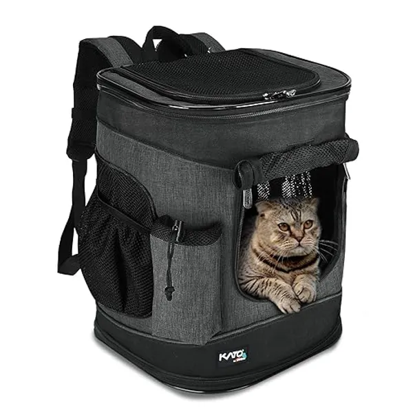 Kato Tirrinia Haustier Hund Träger Rucksack, Haustier Tragetasche mit Mesh für mittelgroße Hunde Katzen, 1.5lbs Welpen Träger tragbare Reisetasche - Holzkohle