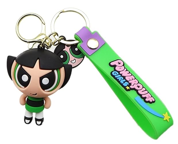 TCB Creations Powerpuff Cartoon Buttercup 3D Silicone Charm Keychain Keyring