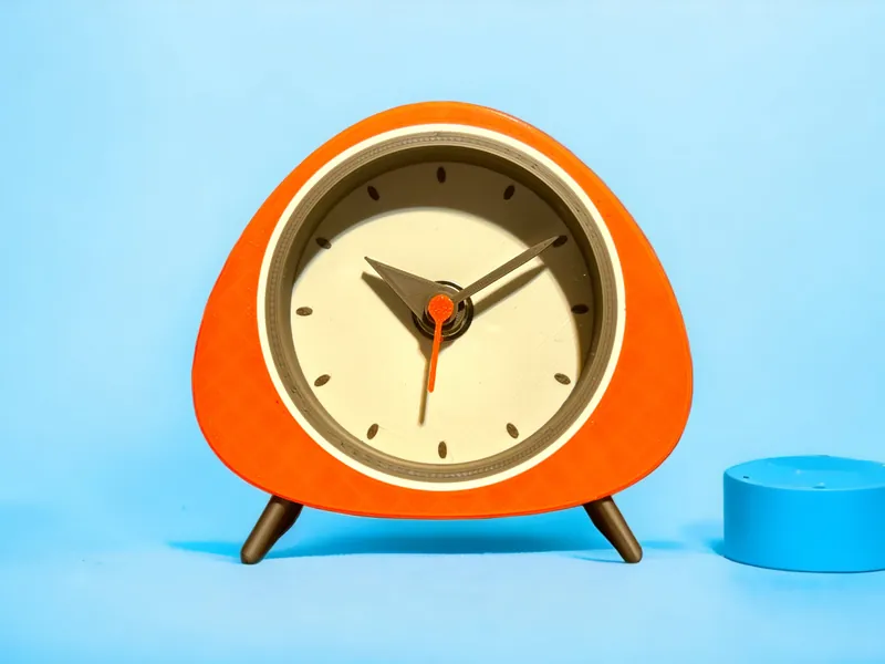 Orange Colored Retro Style Desk Clock with Pvc Glass