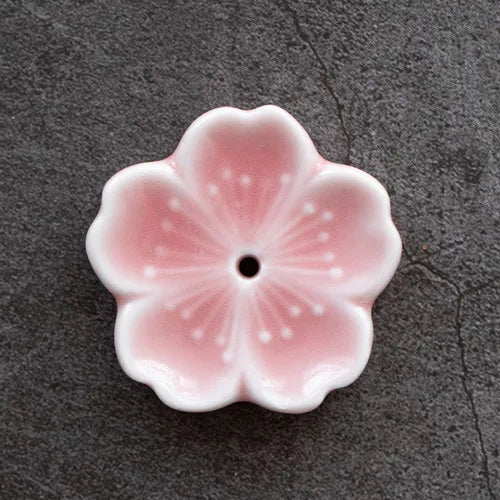 Cherry Blossom Cute Ceramic Floral Incense Burner - Light Pink