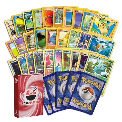 PokeMasters | 60 Assorted Cards | Guaranteed Authentic Cards w/ Real Holo Rares