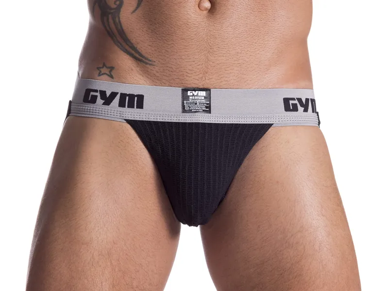 Gym Workout Jockstrap with 2" Waistband - Black Medium