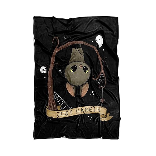 The Ghoulish Garb Just Hangin Throw Blanket - Cute Spooky Bat Halloween Home Decor (60" x 50") - 60" x 50"