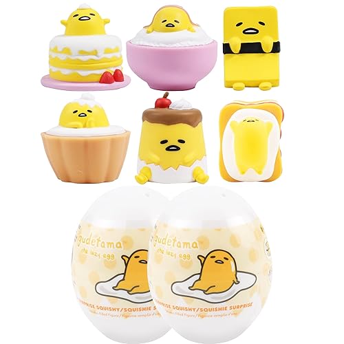 Hamee Sanrio Gudetama Lazy Egg Yolk Cute Water Filled Squishy (Series 1) Box Mini Fidget Stuffer Baby Birthday Gift Bag, Party Favor, Basket Filler, Stress Relief Toy - 2 Pc. (Mystery - Blind Capsule) - 2 Pc. (Mystery – Blind Capsule)