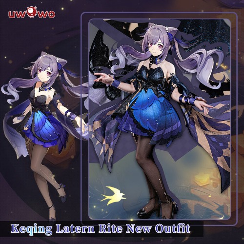 【In Stock】Uwowo Game Genshin Impact Keqing Latern Rite New Outfit Formal Wear Cosplay Costume | M