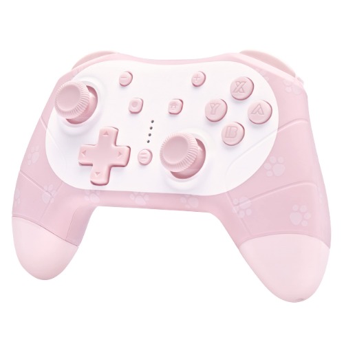 FUNLAB Switch Controller Compatible with Nintendo Switch/OLED/Lite Pro Controller,Cute Wireless Switch Gamepad Support Rechargeable/Turbo/Adjustable Vibration - Cat Paw Pink - 