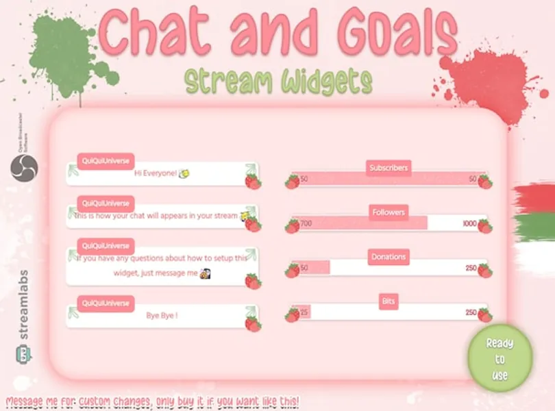 Cute Strawberries Chat and Goals for Stream  Twitch | Etsy Canada