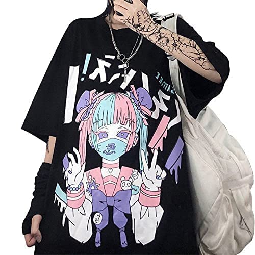 Skateboard Frog Femmes D'été Gothique T-Shirt Anime Esthétique Imprimer Harajuku Mode Casual Tops