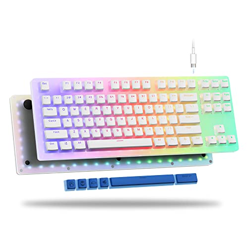 XVX Womier 75% Keyboard - Creamy Keyboard, TKL Mechanical Gaming Keyboard, Hot Swappable Keyboard, K87 PRO with Pudding Keycaps Wired RGB Keyboard for PC PS4 Xbox - Red Switch