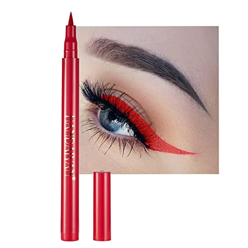 DekRion Liquid Eyeliner, Red Eyeliner Liquid, Long-lasting Colored Eyeliners, White Black Red Brown Green Purple Waterproof High-pigmented Colorful Eyeliners for Eye Makeup,1PC Red - 01 Red