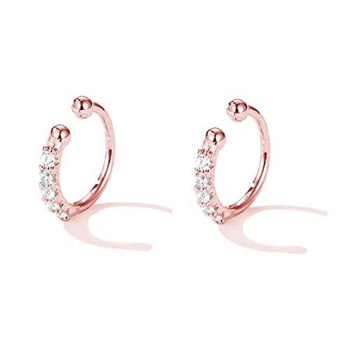 SLUYNZ Sterling Silver No Piercing Earrings Cuff for Women Girls Cartilage Earrings Helix Earrings - A-Rose Gold
