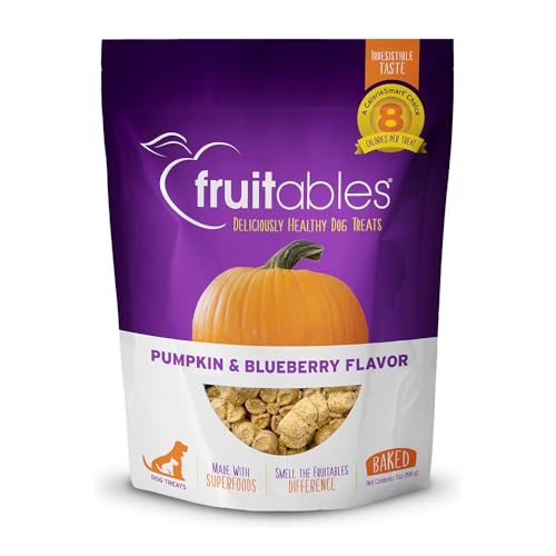 Fruitables Crunchy Baked Dog Treats | Pumpkin & Blueberry | 7 Ounces, Model Number: 2157 - 7 Ounce (Pack of 1) - Pumpkin and Blueberry