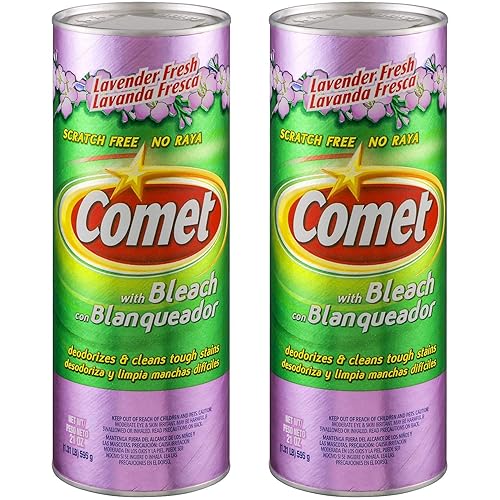 Comet Cleaner with Bleach Powder, Lavender Fresh, 21-Ounces, Scratch-Free, 2-Pack
