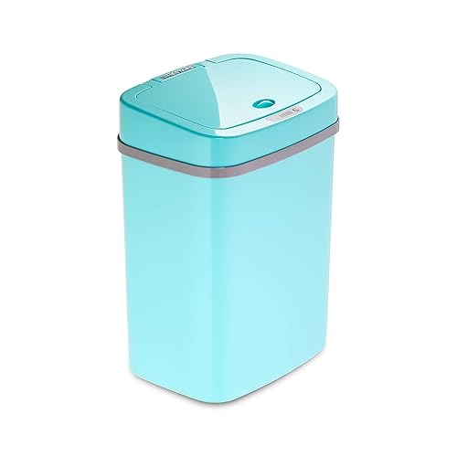 Ninestars, 3 Gal, Teal Blue DZT-12-5TB Bedroom or Bathroom Automatic Touchless Infrared Motion Sensor Trash Can, 12 L, ABS Plastic (Rectangular, Trashcan - Teal Blue - 3 Gal - Trash Can