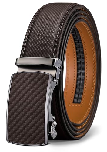 BULLIANT Men's Belt,Slide Ratchet Belt For Gift Men Dress Pant Shirt Oxfords,Trim To Fit - Deep Brown203 - 30"-36"Waist Adjustable