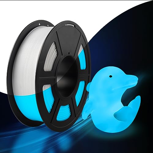 SUNLU Glow in the Dark PLA Filament, Neatly Wound Luminous PLA 3D Printer Filament 1.75mm Dimensional Accuracy +/- 0.02mm, Fit Most FDM 3D Printer, 1kg Spool (2.2lbs), 330 Meters, White PLA, Glow Blue - 1000g Pla Glow in the Dark - White to Glow Blue