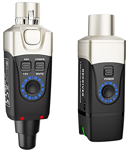 Xvive U3C Wireless Mikrofon System 2.4G Wireless XLR Mikrofon Sender Empfänger für Kondensator Mikrofon, Audiomischpult, PA-System - U3C