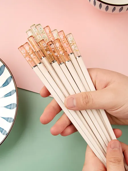 5pairs Cherry Blossom Print Chopsticks