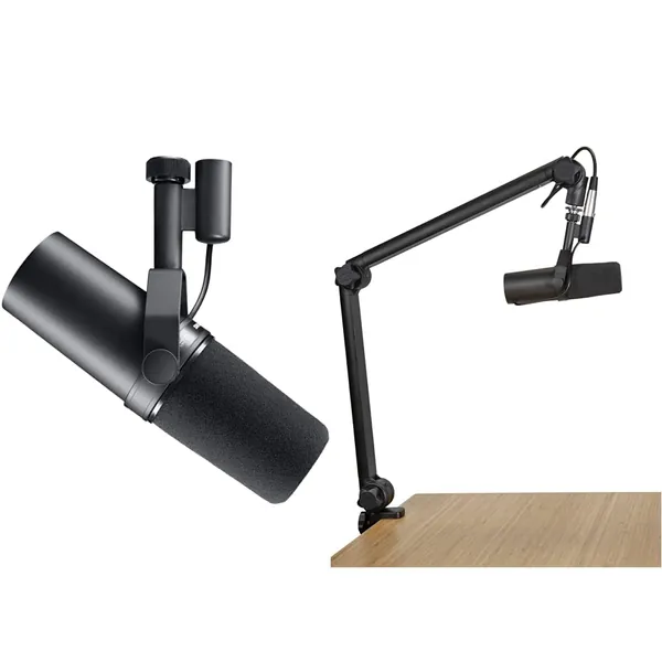 Shure SM7B Vocal Dynamic Microphone + Gator 3000 Boom Stand for Broadcast, Podcast & Recording, XLR Studio Mic for Music & Speech, Wide-Range Frequency, Warm & Smooth Sound, Detachable Windscreen - 