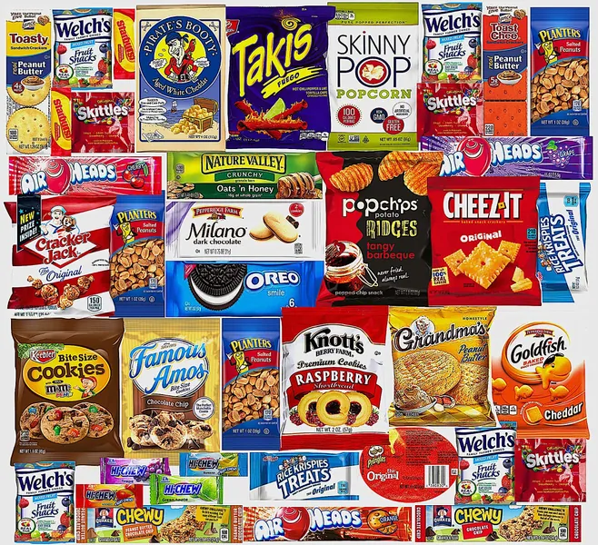 Ultimate Snacks Care Package Comes in Beautiful Gift Box- (40 count) Bulk Variety Sampler, Chips, Cookies, Bars, Candies, Nuts,, Great For Christmas, Office Meetings , Friends & Family, Military, College Students, New Year - 40 Piece Assortment