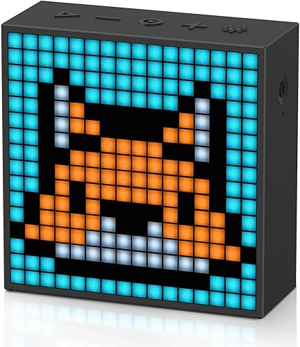 Divoom TimeBox Evo - Pixel Art Bluetooth Speaker with 16x16 LED Display APP Control - Cool Animation Frame & Gaming Room Setup & Bedside Alarm Clock- Black - Black