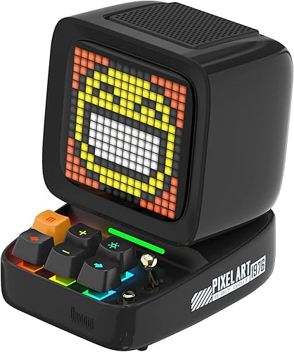 Divoom Ditoo Retro Pixel Art Game Bluetooth Speaker with 16X16 LED App Controlled Front Screen (Black) - Black