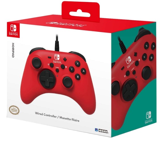 Nintendo Switch HORIPAD Wired Controller (Red) by HORI - Licensed by Nintendo - Red Wired Controller
