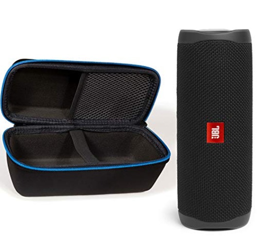JBL Flip 5 Waterproof Portable Wireless Bluetooth Speaker Bundle with divvi! Protective Hardshell Case - Black - Black