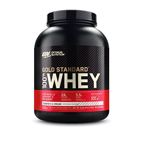 Optimum Nutrition Gold Standard 100% Whey Protein Powder, Cookies and Cream, 4.65 Pound(Pack of 1) (Packaging May Vary) - Cookies & Cream - 5 Pound (Pack of 1)
