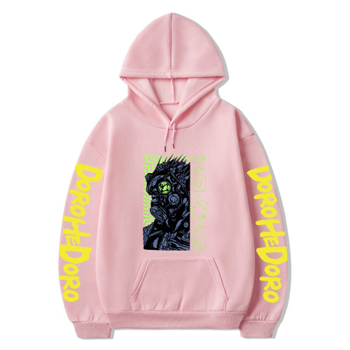Dorohedoro Anime huvtröja vuxen, Dorohedoro manga metallstil pullover långärmad tryck dragsko sweatshirt, halloweenkostymer för män/kvinnor (S-4XL) - M - ROSA