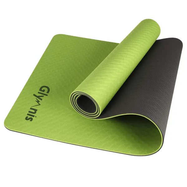 Glymnis Yoga Mat Non Slip and Anti Tear Durable Exercise Mat for Fitness Pilates and Floor Workouts - Dark Green and Black