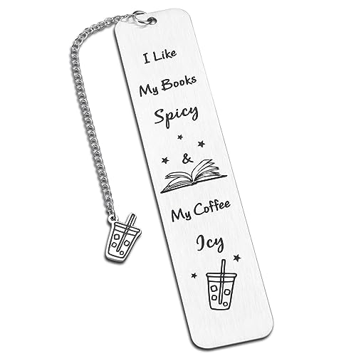 Funny Bookmarks for Romance Book Lover Women Her Gifts for Spicy Dark Romance Book Lovers Women Christmas Book Mark Stocking Stuffers Birthday Gifts for Women Friend Sisters Book Club Valentines Gift - I like my books and my coffee icy