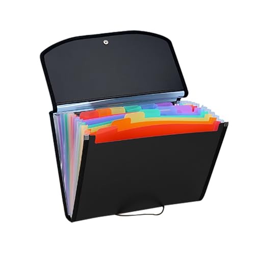 Expanding File Folders Organizer 13 Pockets, Portable Accordion A4 Expandable File Organizer, Large Capacity Multicolour Stand Plastic Business File Bag for Office/Home/Personal Document