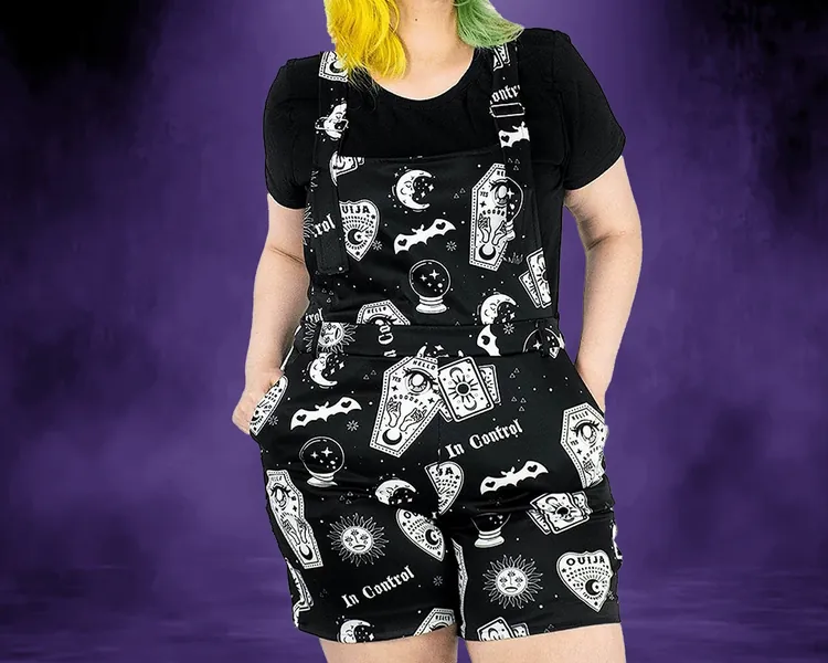 Psychic Fortune Overalls - Goth Aesthetic, Gothic Overalls, Up To 5X Plus Size Clothing, Dungarees, Occult Clothing, Halloween Overalls,