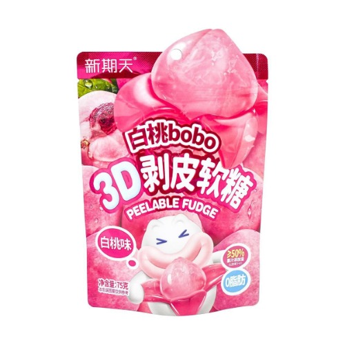 Grape Flavor Bobo 3d Peeled Soft  Jelly Gummy Candy 2.64 oz - White Peach Flavor / 1 Pack