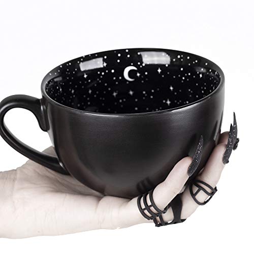 Rogue + Wolf Ceramic Coffee Mug Midnight Witch Mugs in Gift Box Large Coffee Mug Halloween Decor Spooky Cute Ceramic Coffee Cups For Women Goth Witchy Novelty Porcelain Gothic Witchcraft -17.6oz 500ml - Midnight