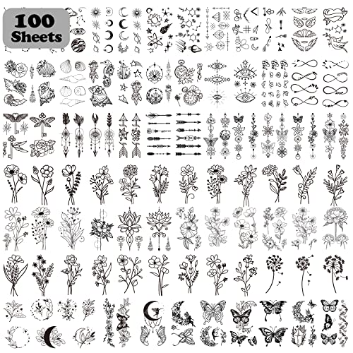 100 sheets fake tattoos