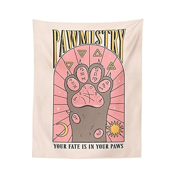 
                            MBVBN Kawaii Tapestry Kawaii Wall Decor Pink Cat Paw Tapestry Kawaii Room Decor Pink Kawaii Room Decor Kawaii Bedroom Decor (Pink)
                        