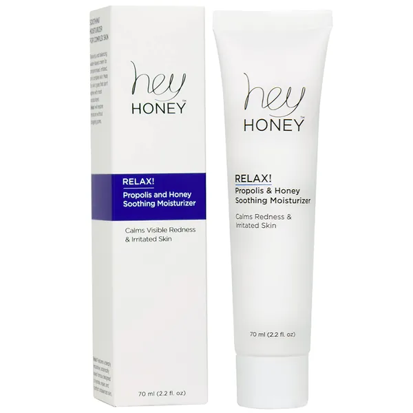 Hey Honey Relax Rosacea & Redness Relief Calming Moisturizer Cream For Sensitive Skin | Oil-Free Honey & Bee Propolis With Anti-Aging Benefits | 2.2 Oz - 
