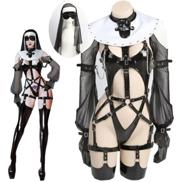 116.92US $ 14% OFF|Original Design Cos Sadhu Nun Hot  Cosplay Costume PU Leather Leotard Uniform Sexy Anime Dress Uniform Secret Suits Clothes|Anime Costumes|   - AliExpress
