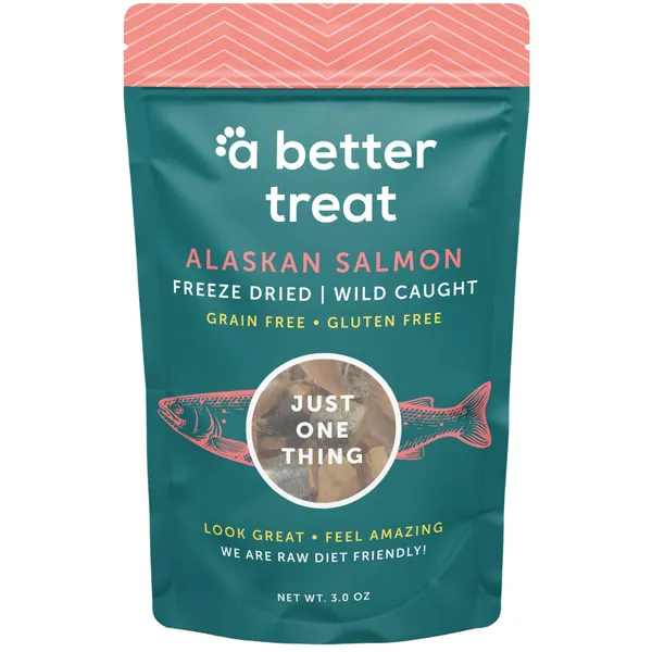 A BETTER TREAT – Freeze Dried Salmon Dog Treats, Wild Caught, Single Ingredient | Natural High Value | Gluten Free, Grain Free, High Protein, Diabetic Friendly | Natural Fish Oil | Made in The USA - 
