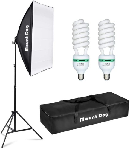 MOUNTDOG Softbox Lighting Kit 20"X28" Professional Photography Continuous Photo Studio Equipment with 2pcs 95W E27 Socket 5500K Video Lighting Bulb for Filming Portraits Shoot